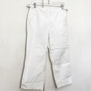 Basic Editions White Split Hem Cinch Waist Cropped Cotton Twill Pants 10